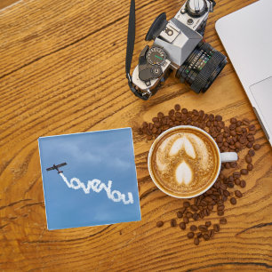 Vliegtuig & 'LOVE YOU' Foto, Cool Fun Aviation Glazen Onderzetter