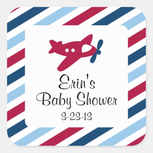 Vliegtuig Luchtpost Vierkante Sticker (Voorkant)