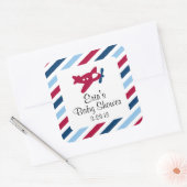 Vliegtuig Luchtpost Vierkante Sticker (Envelop)