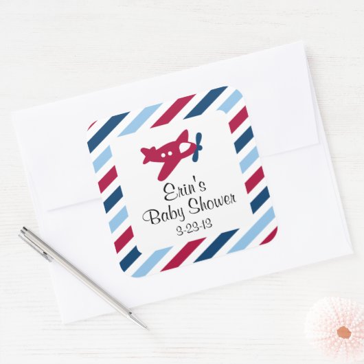  Vliegtuig Luchtpost Vierkante Sticker (Envelop)