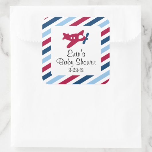 Vliegtuig Luchtpost Vierkante Sticker (Tas)