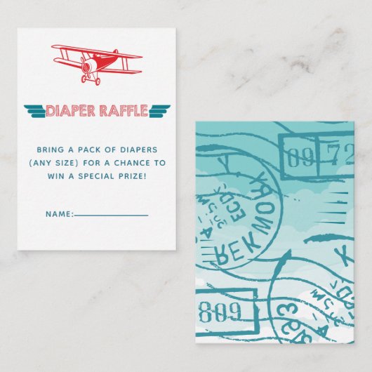 Vliegtuig Luier Raffle Tickets Informatiekaartje (Voorkant / Achterkant)