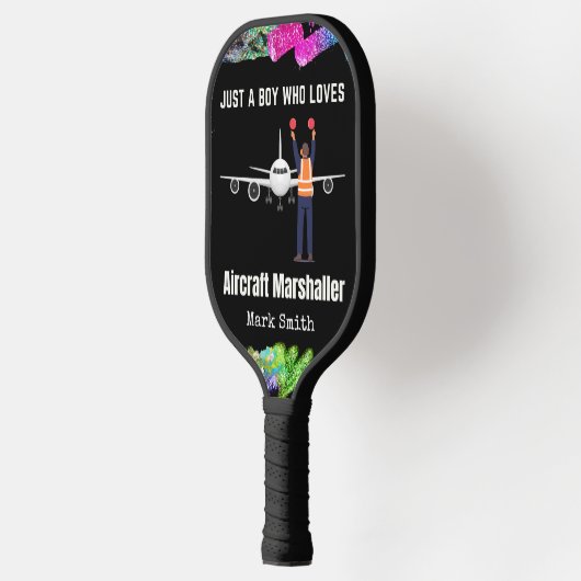 Vliegtuig Marshaller Gewoon een jongen Grappig Gez Pickleball Paddle (Links)