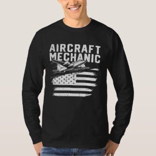 Vliegtuig Mechanic American Flag Airplane M T-shirt