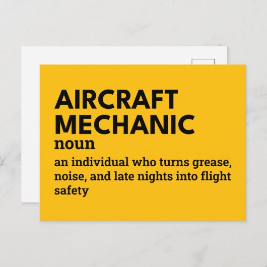 Vliegtuig Mechanic – Definitie met Humor Feestdagenkaart (Voorkant / Achterkant)