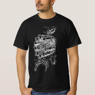 Vliegtuig Mechanic Engineer Jet Engine Tekening T-shirt