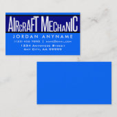 Vliegtuig Mechanic Funky Tekst Blauw Visitekaartje (Voorkant / Achterkant)