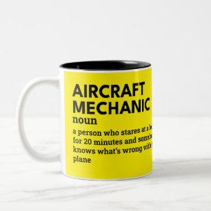 Vliegtuig Mechanic - Funny Coffee Cup Tweekleurige Koffiemok