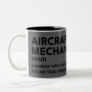 Vliegtuig Mechanic - Funny Definition Coffee Cup Tweekleurige Koffiemok