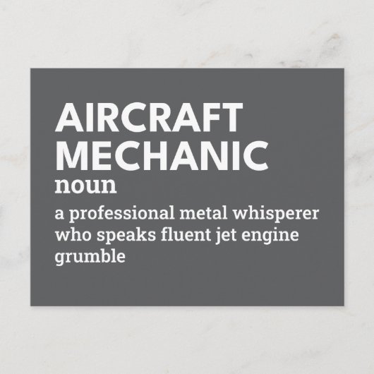 Vliegtuig Mechanic - Grappige definitie Feestdagenkaart (Voorkant)