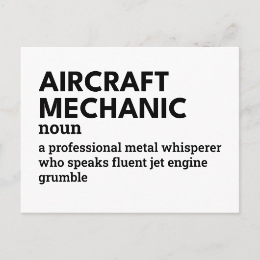 Vliegtuig Mechanic – Humor Definition Feestdagenkaart (Voorkant)
