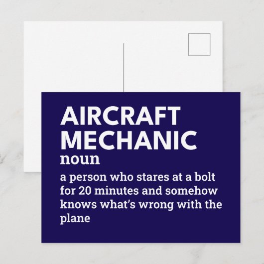 Vliegtuig Mechanic - Job Definition Kaart (Voorkant / Achterkant)