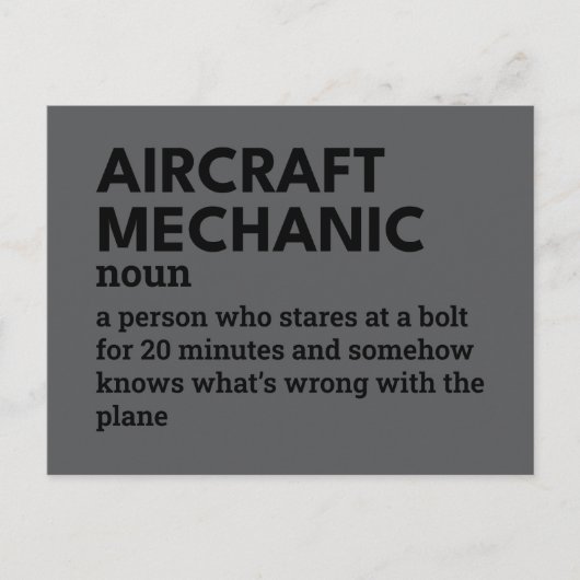 Vliegtuig Mechanic - Witty Definition Feestdagenkaart (Voorkant)