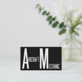 Vliegtuig Mechanic Zwart-wit Visitekaartje (Staand voorkant)