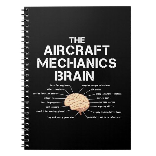 Vliegtuig Mechanics Brain Funny Airicopter Notitieboek (Voorkant)
