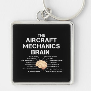 Vliegtuig Mechanics Brain Funny Airicopter Sleutelhanger