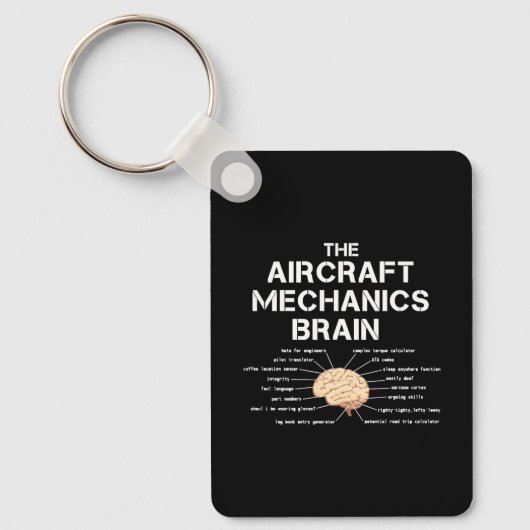 Vliegtuig Mechanics Brain Funny Airicopter Sleutelhanger (Voorkant)