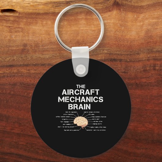 Vliegtuig Mechanics Brain Funny Airicopter Sleutelhanger (Voorkant)
