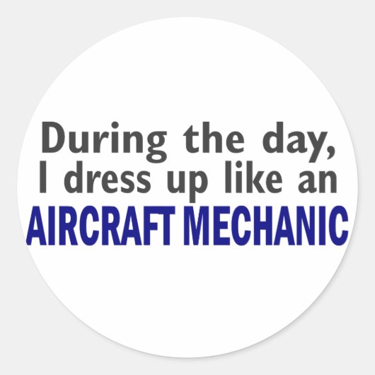 Vliegtuig mechanisch gedurende de dag ronde sticker (Voorkant)