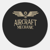 Vliegtuig mechanisch luchtvaartvliegtuigonderhoud ronde sticker (Voorkant)