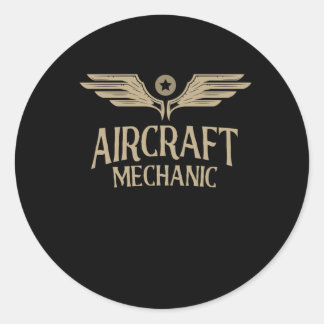 Vliegtuig mechanisch luchtvaartvliegtuigonderhoud ronde sticker