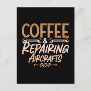Vliegtuig Mechanische Koffie en Reparatie Vliegtui Feestdagenkaart