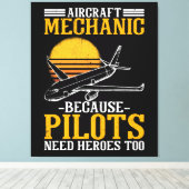Vliegtuig Mechanische piloten hebben ook helden no Canvas Afdruk (Insitu (Houten vloer))