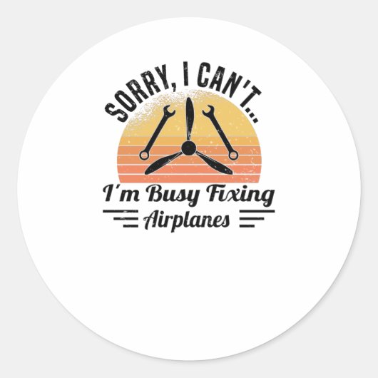 Vliegtuig Mechanische Vliegtuig Technicus Engineer Ronde Sticker (Voorkant)