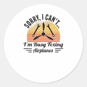 Vliegtuig Mechanische Vliegtuig Technicus Engineer Ronde Sticker