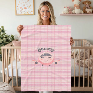 Vliegtuig Meisje Baby Shower Roze Grijs Schattig W Fleece Deken