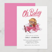 Vliegtuig Meisje Baby shower Uitnodiging (Voorkant / Achterkant)