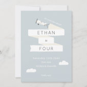 vliegtuig met banenkinderen op zaterdag uitnodige kaart (Voorkant)