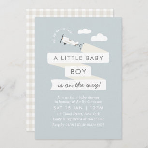 vliegtuig met banner Baby shower uitnodigen Kaart