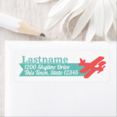 Vliegtuig met banner retouradres etiket (Insitu)