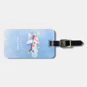 Vliegtuig met een zoete Waterverf Bagagelabel (Voorkant horizontaal)