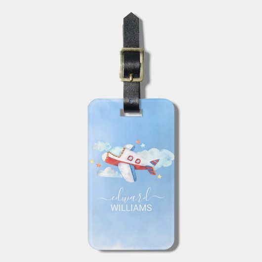 Vliegtuig met een zoete Waterverf Bagagelabel (Voorkant verticaal)
