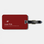 Vliegtuig met gestippelde route donkerrood bagagelabel (Achterkant horizontaal)