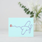 Vliegtuig met hart briefkaart (Staand voorkant)