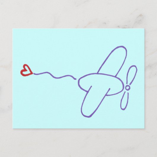 Vliegtuig met hart briefkaart (Voorkant)