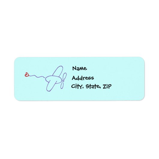 Vliegtuig met hart etiket (Voorkant)