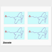 Vliegtuig met hart rechthoekige sticker (Vel)