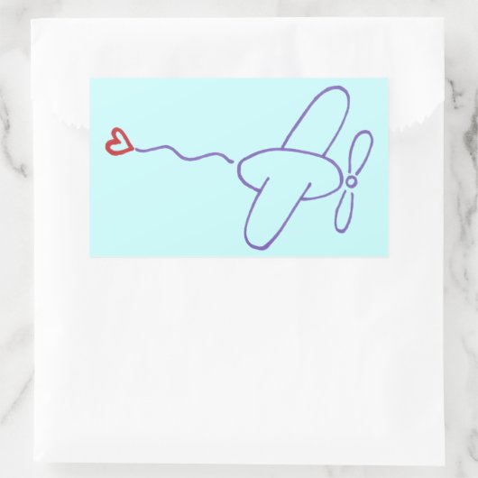 Vliegtuig met hart rechthoekige sticker (Tas)