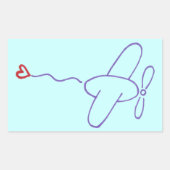 Vliegtuig met hart rechthoekige sticker (Voorkant)