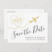 Vliegtuig met hartbestemming Weduwsdatum Aankondigingskaart (Voorkant / Achterkant)