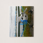 Vliegtuig met hoge vleugels, blauw en wit, Alaska Legpuzzel (Verticaal)