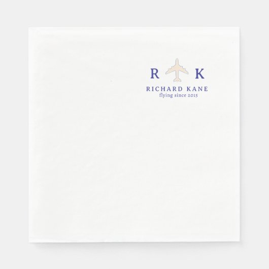 vliegtuig met Initialen piloot Logo Servet (Voorkant)