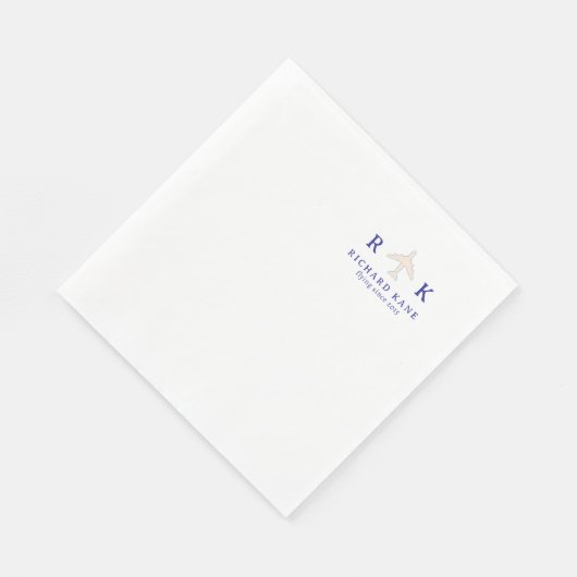 vliegtuig met Initialen piloot Logo Servet (Hoek)