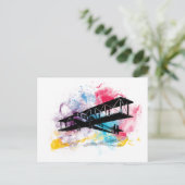 Vliegtuig met kleurrijke wolken Briefkaart (Staand voorkant)