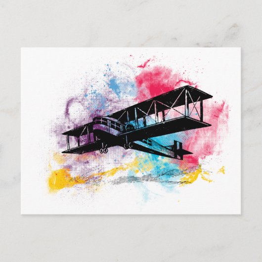 Vliegtuig met kleurrijke wolken Briefkaart (Voorkant)