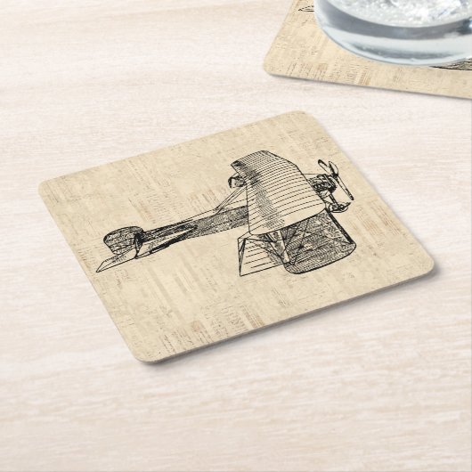 Vliegtuig met ouderdomsvlieger kartonnen onderzetters (Schuin)